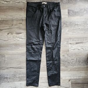 Tory Burch Black Coated High-Waist Skinny Pants Size 30